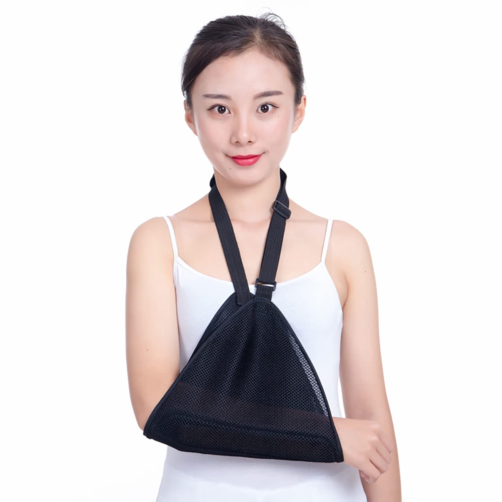 Supregear Malla Cabestrillo para Brazo, Inmovilizador de Hombro Ajustable y Transpirable Cabestrillo para Brazo de Ducha Soporte de Codo de Hombro médico Liviano,Black