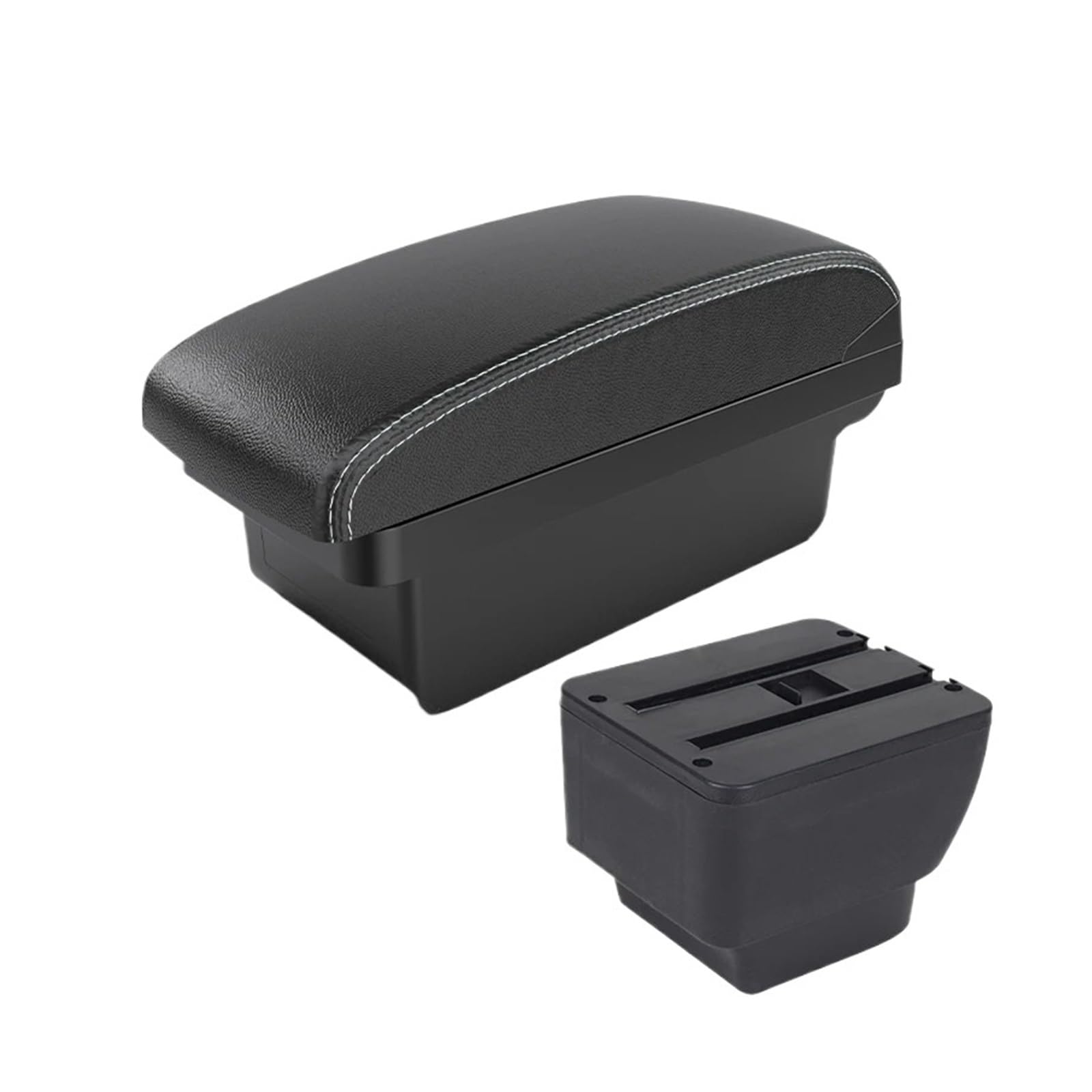 UMDJJU For MAZDA 2 Armrest Demio Car Box Retrofit Parts Storage Accessories Interior Details With Usb Car Centre Console Armrest Box(A3 Black white NOUSB)