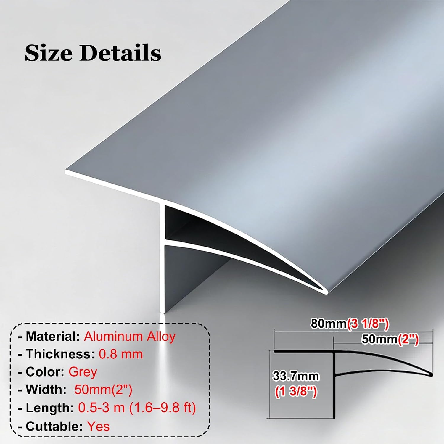 Paintable Aluminum Overhead Window Rain Guards 5cm Width, Curved Drip Ed Diverter, Cuttable 3.1ft Water Dam Guard for Rain Protect (Gray)