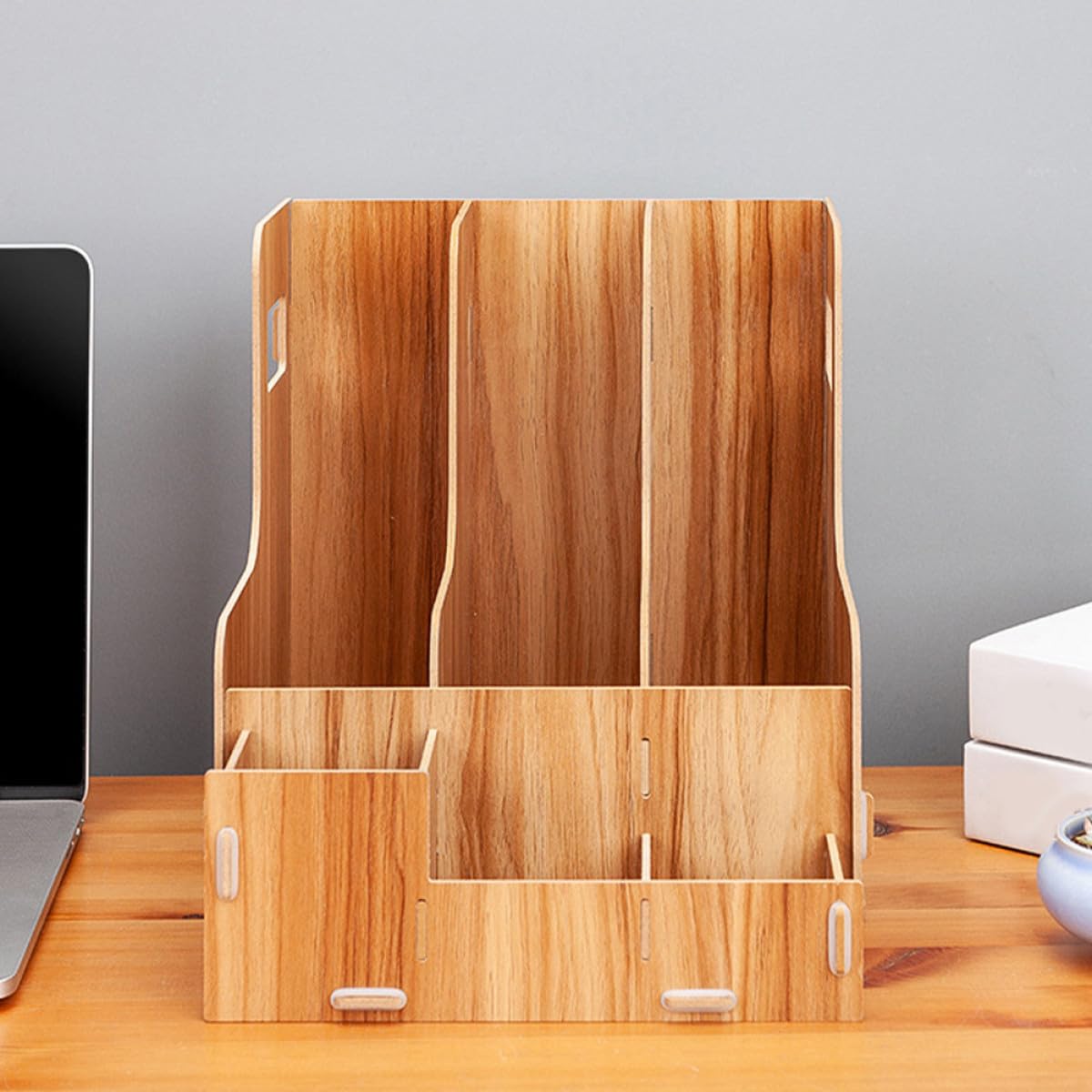 POPETPOP Organizador para Escritorio Multifuncional Compartimentos Versátiles y Material Sintético Oficina y Espacio de Trabajo Moderno