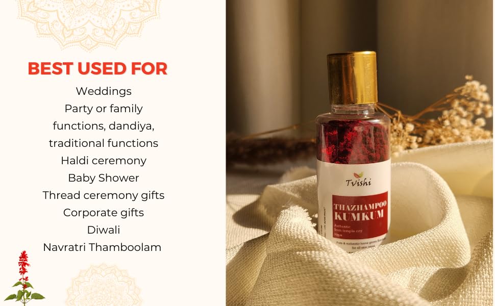 Tvishi Thazampoo Kumkum I Pure Authentic Traditional Aromatic Organic I Maroon Sindoor Non-Stain Powder for Women (50 gms) - Image 4