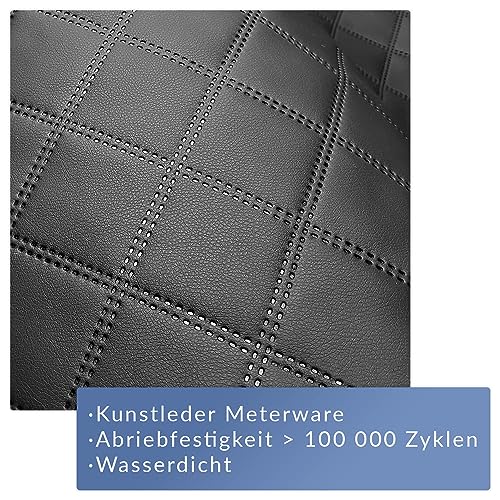 Kunstleder Meterware Stoffe zum Nähen Schwarz Wasserdichte Polsterung (1 Stk- Breite: 140cm x Länge: 100cm) Polsterstoff Polster für Möbel Schuhe Handtaschen Steppung 7x7 cm
