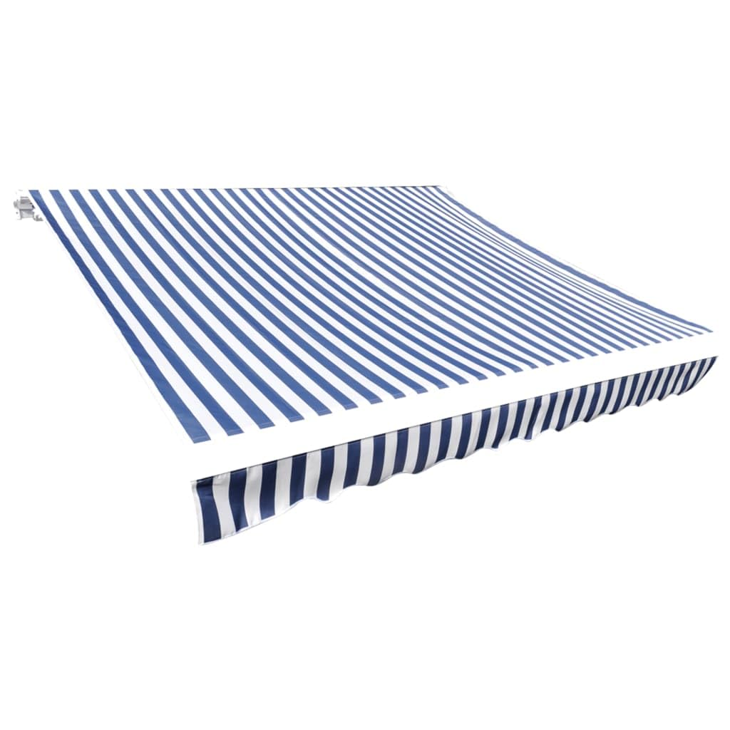 ksxnkhk Blue and white canvas awning fabric 450 x 300 cm UV-resistant polyester fabric with valance for patio or garden