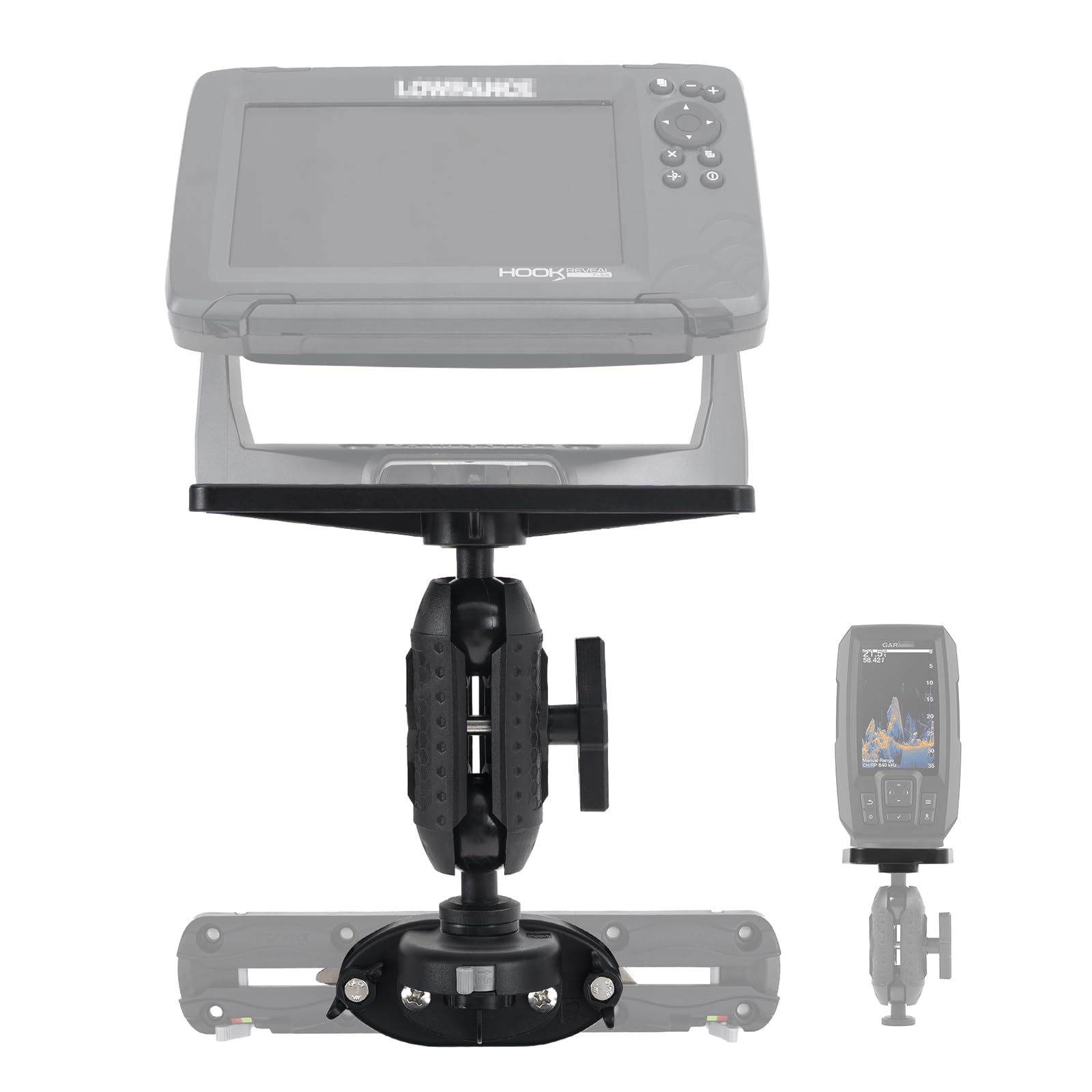 HITORHIKE Kayak Fish Finder Mount with Transducer Arm Options Holds up to 9" Electronics Compatible with Garmin Lowrance Humminbird(Side Track Mount Base Set)
