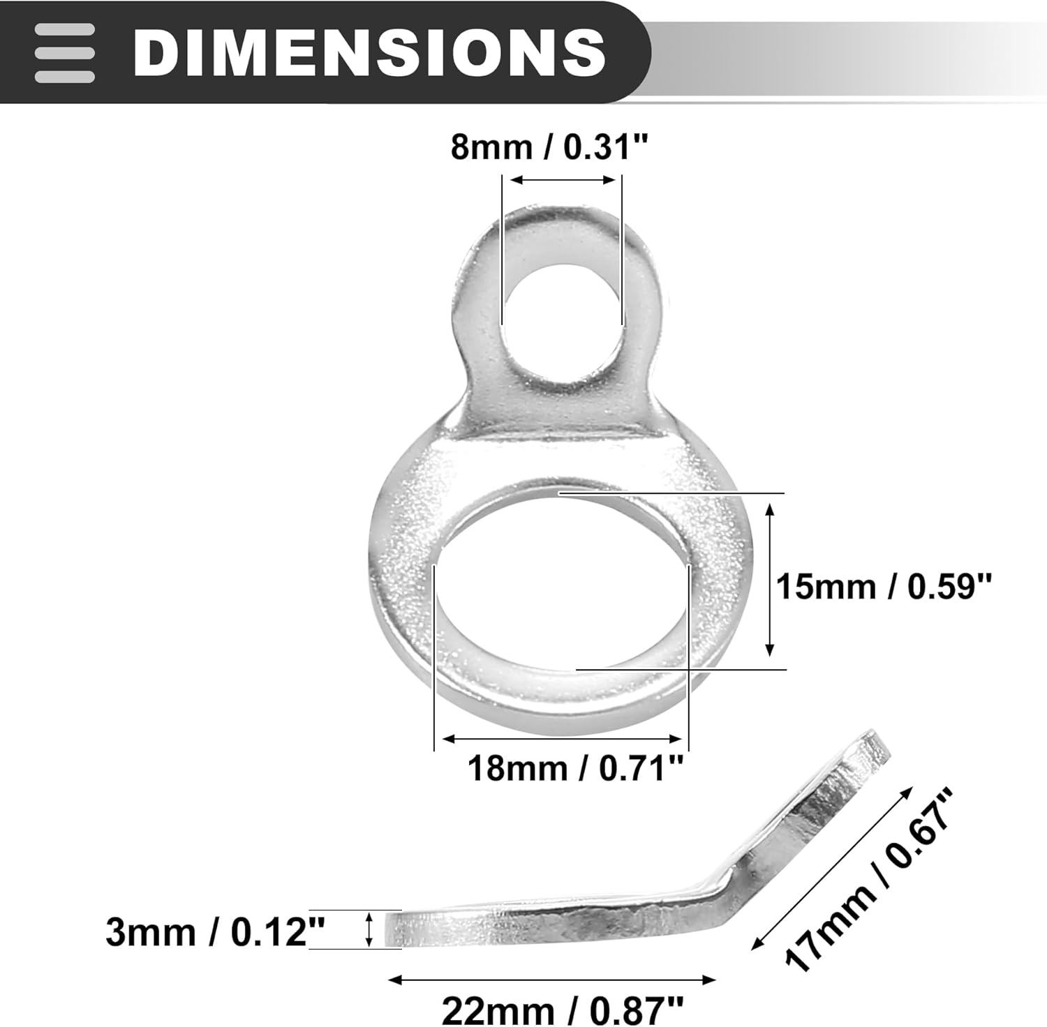 Motoforti ユニバーサル 多目的 タイダウン アンカリング ステンレススチール シルバートーン 10個