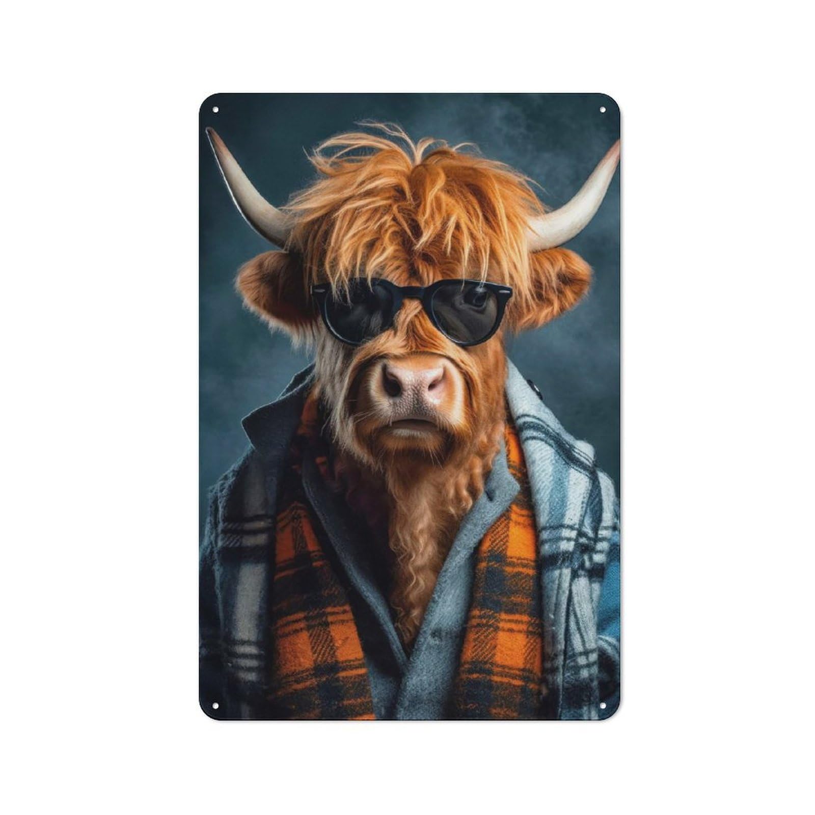 Junmoney Style-3 Hipster Highland Cow Rustic Metal Wall Decor 30X20cm, Garden Room Metal Sign For Patio Bar, Workshop, Shed Or Kitchen