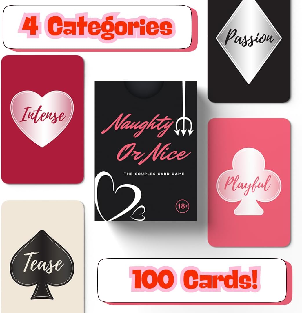 Naughty or Nice Couples Card Game - Game for Date Night, Flirty Questions & Dares for Couples, Fun Romantic Game for Two, for Valentines & Anniversaries