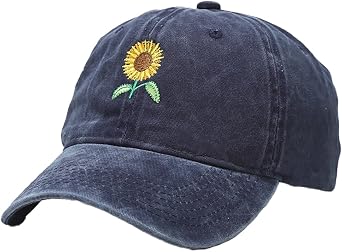 yolrdiw Womens Sunflowers Embroidered Baseball Cap Vintage Adjustable Outdoor Dad Hat