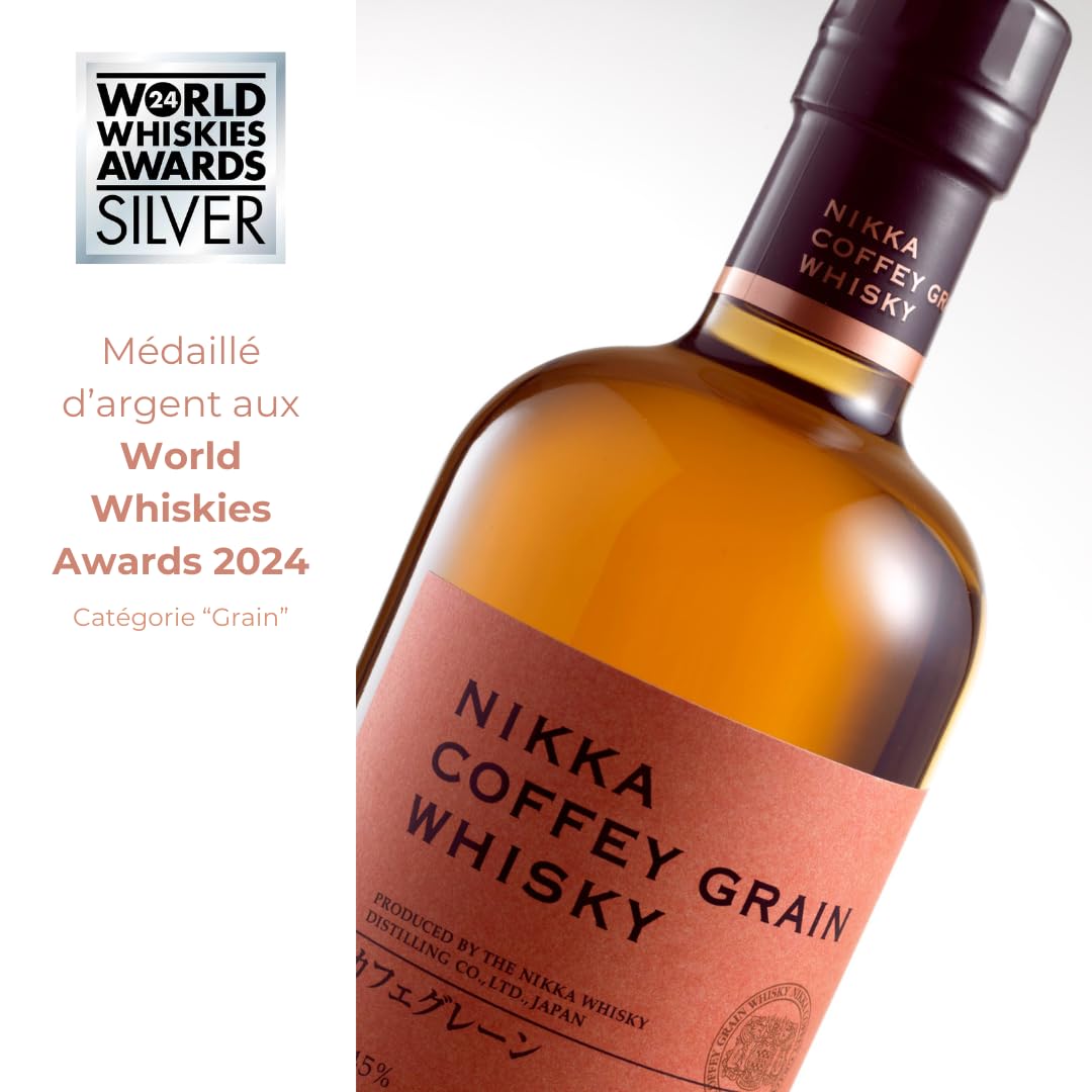 NIKKA - Coffey Grain, sans étui, Whisky Japonais, Single Grain - Notes de Miel & Epices - Origine : Japon/Honshu-Miyagi - 45 % Alcool - 70 cl - 3