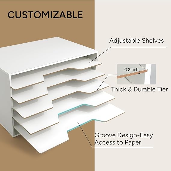 Yumkfoi 12x18 Construction Paper Organizer, 6-Tier Large Size Paper Storage