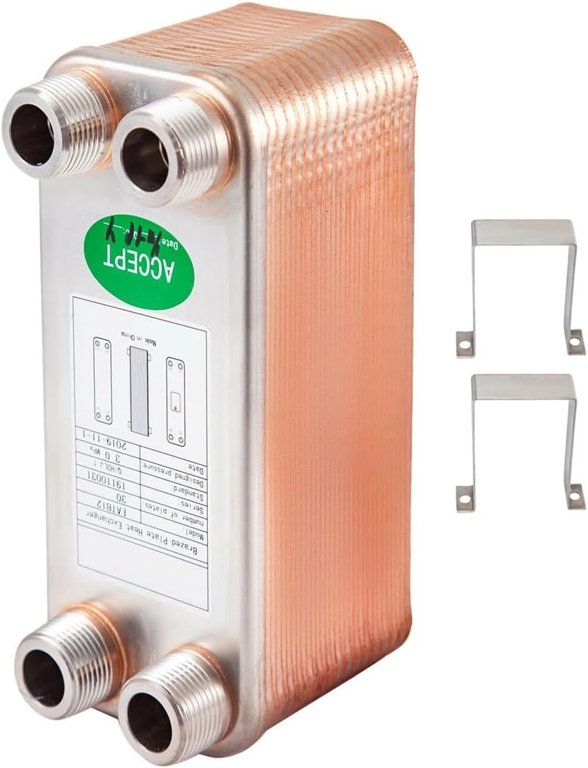 30Plates 40Plates 60Plates Heat Exchanger Wort Chiller Stainless Steel Homebrew Brewing Beer Cooler Counterflow Chiller Water Heating(60 Plates)