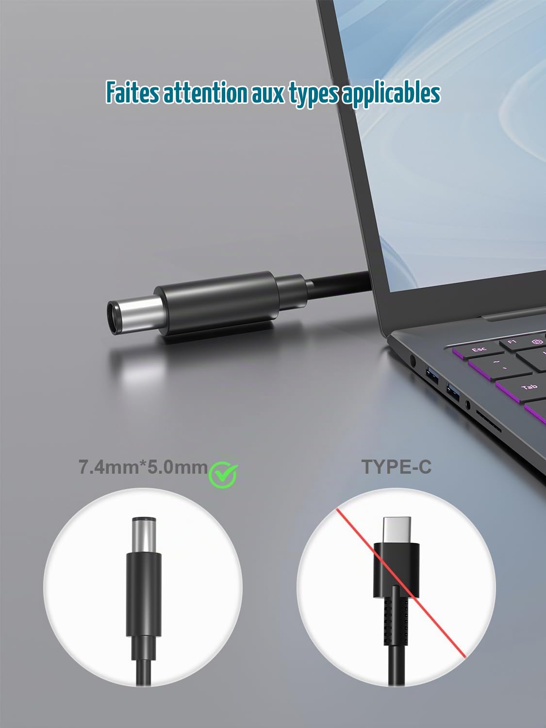 Câble Alimentation 90W Compatible avec Microsoft Surface Station d'accueil