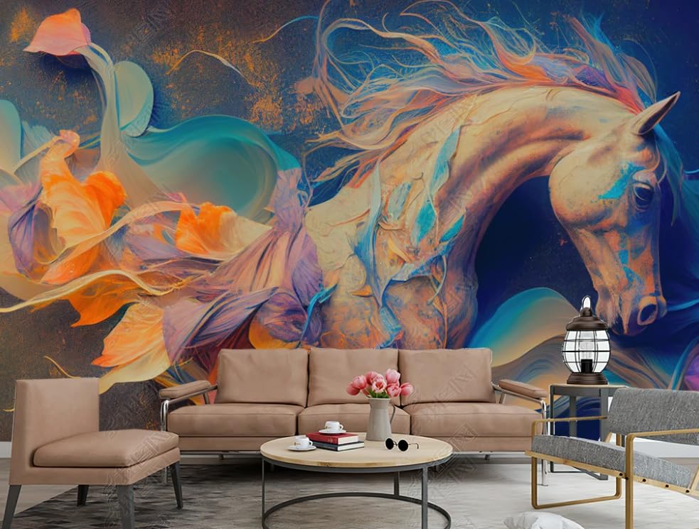 Papier peint intissé pégase mural géant de 300x210 cm pour la décoration du salon