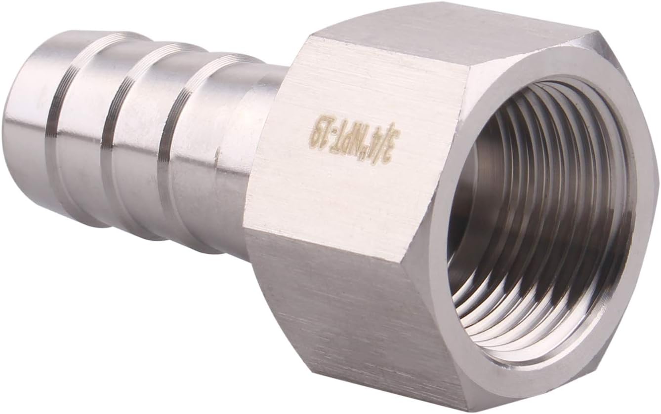 DERNORD 3/4" Barbed Hose x 3/4" NPT Female - Home Brew Fitting 304 Stainless Steel Pack of 2