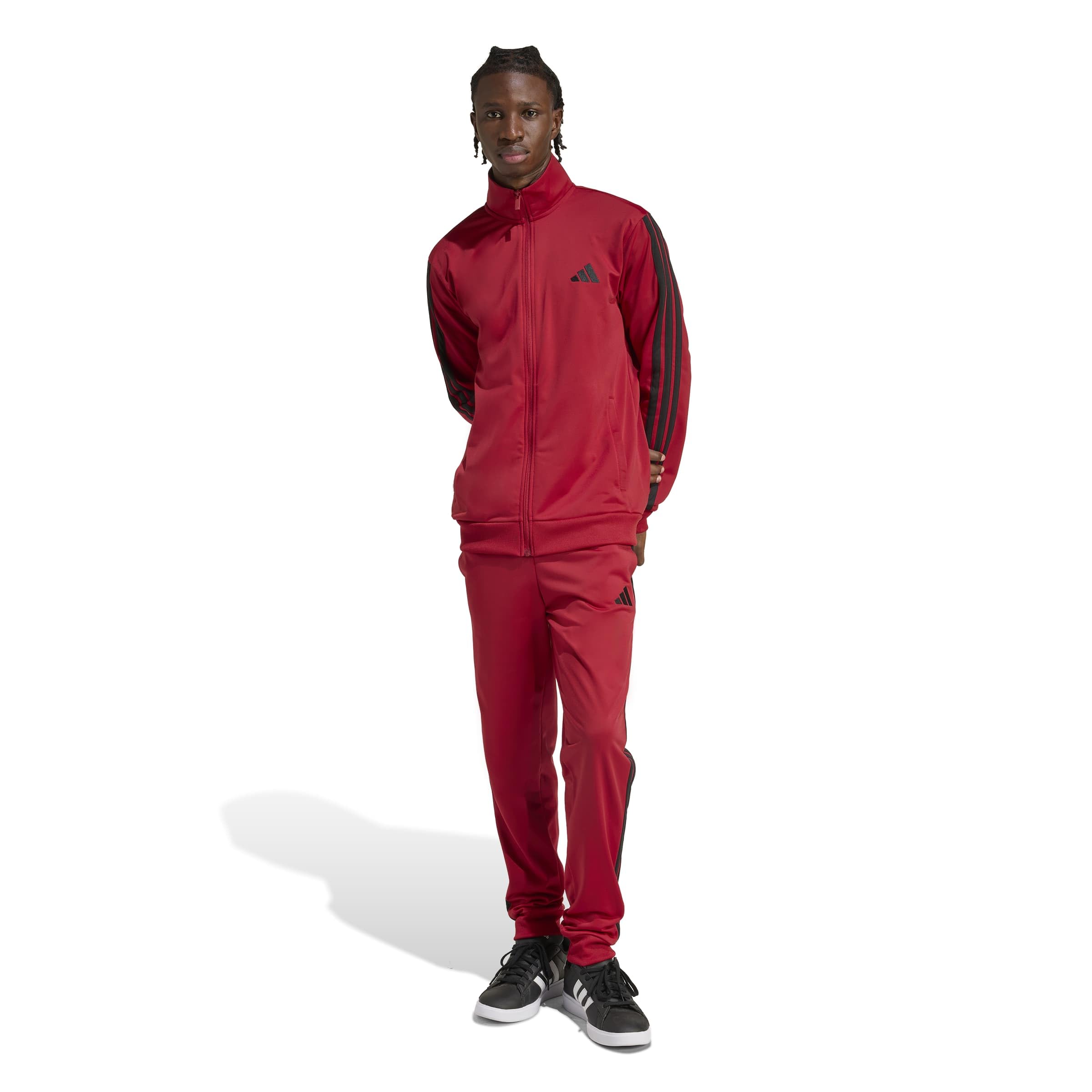 adidas Homme SPORTSWEAR BASIC 3 STRIPES TRICOT TRACKSUIT, active maroon, S