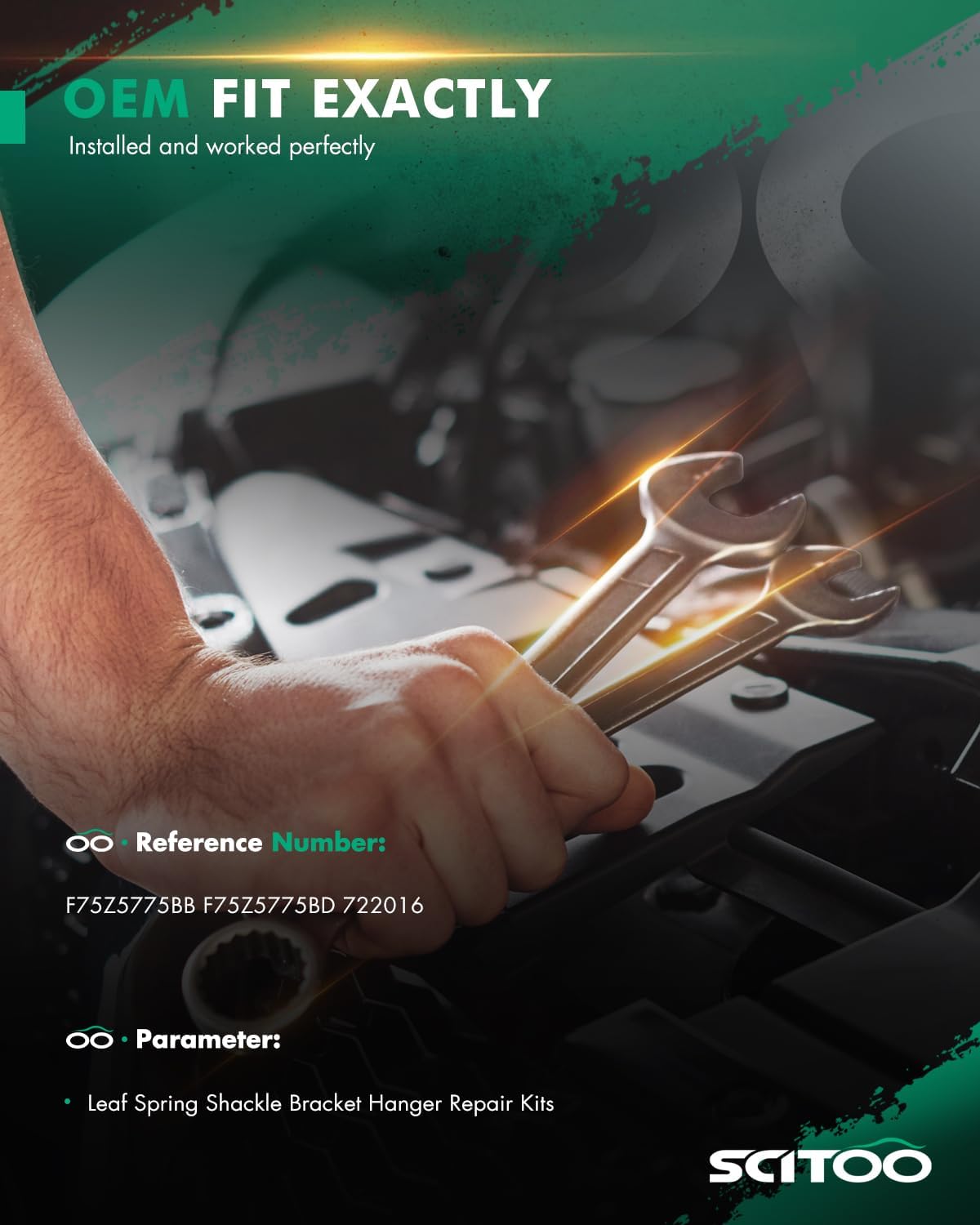 SCITOO Rearward Rear Leaf Spring Shackle Bracket Hanger Repair Kits New F75Z5775BD 722016 Compatible With 1999-2004 for Ford Pickup F150