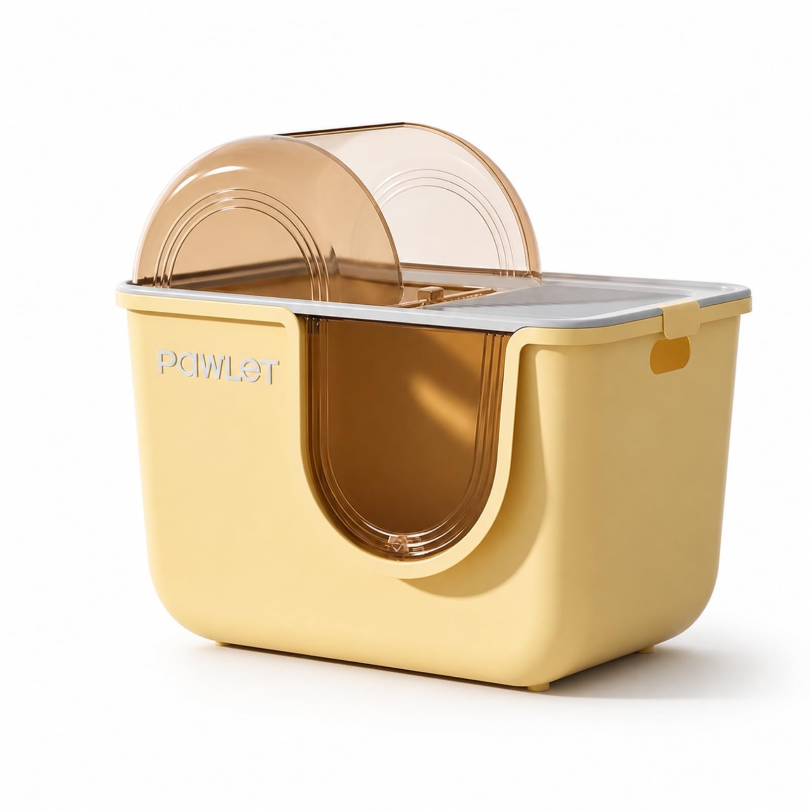 Arenero con Tapa Cerrado Arenero Cubierto Amplio Caja para Interiores, Apartamento, Amarillo Crema