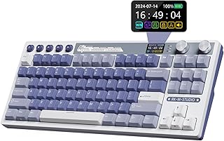 RK ROYAL KLUDGE M87 Wireless Gaming Keyboard with Screen and Dual Knob, 75% Percent 2.4Ghz/Bluetooth/USB-C Gasket Mechanic...