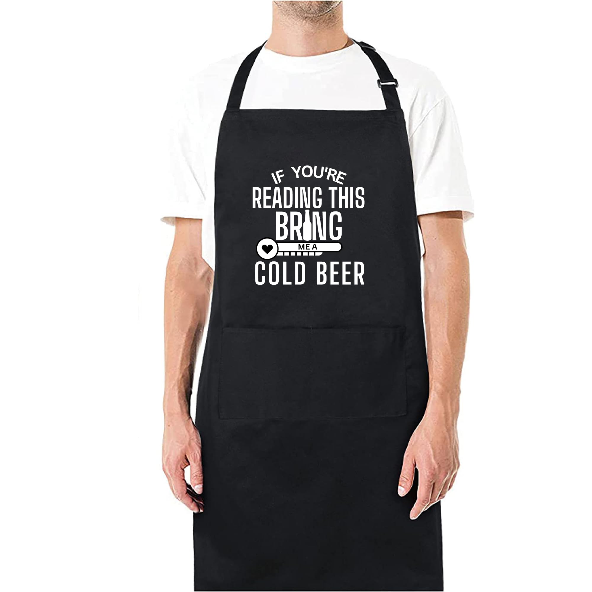 Delantales con texto en inglés "If You are Reading This Bring Me A Cold Beer para mujeres y hombres, divertido delantal impreso, regalo para ella, delantal de chef, delantal de cocina, delantal de