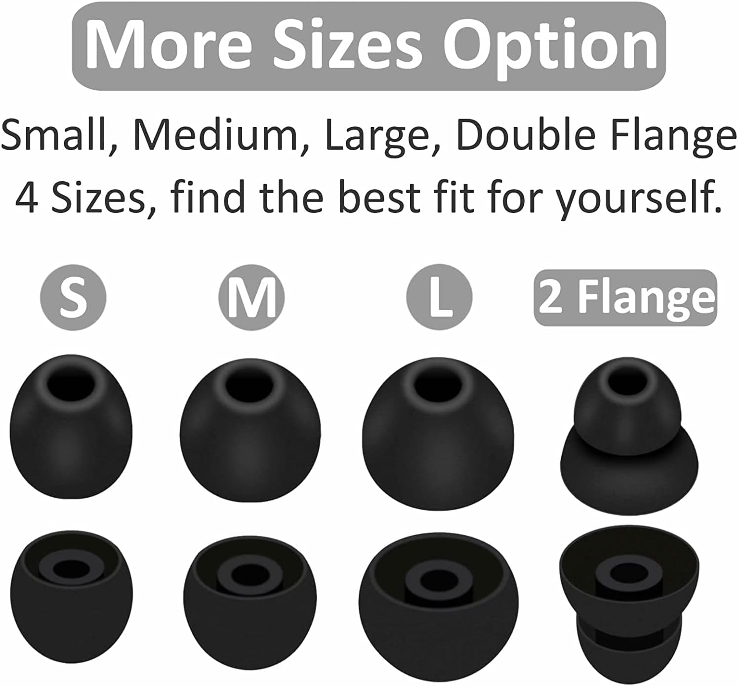 16pcs Black Replacement Ear Tips Ear Buds Ear Gels for Beats by dr dre Powerbeat s Pro, JNSA Eartips Earbuds Eargels for Powbeat Pro/Beat s Flex/Beat s X, SML &Double Flange, Black
