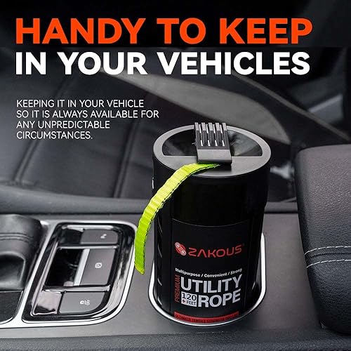 Miniatura 14 de Contenedor de cuerda multiusos de 120 pies, 1100 libras de resistencia, 100% cuerda de nailon, uso versátil para artículos esenciales de campamento