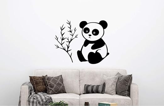 VVWV Baby Panda Wall Stickers for Home Living Kids Bed Room Hall Kitchen Wall Decor Stickers PVC Vinyl Decals L X H 45 X 60 CMS