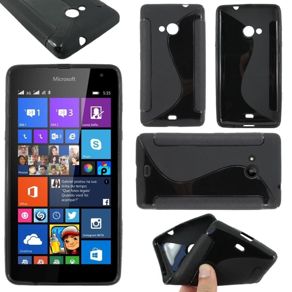Cover EbestStar Per Nokia Lumia 535 – Silicone Morbido S-Line, Nera, Con Mini Penna E 3 Pellicole