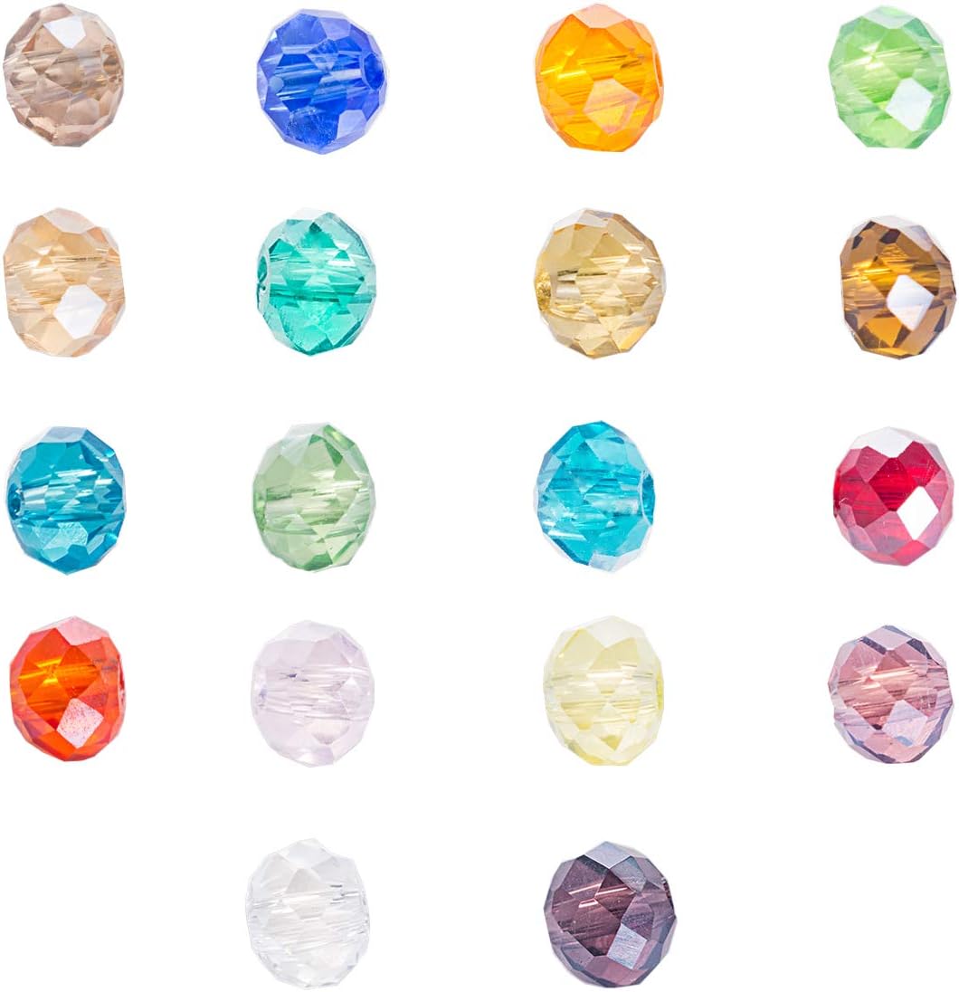 LONGWIN Lot 1800pcs 4mm Briolette Glass Rondelle Beads Crystal Faceted Beads Jewelry Making Supply for DIY Beading Projects, Bracelets, Necklaces, Earrings & Other Jewelries