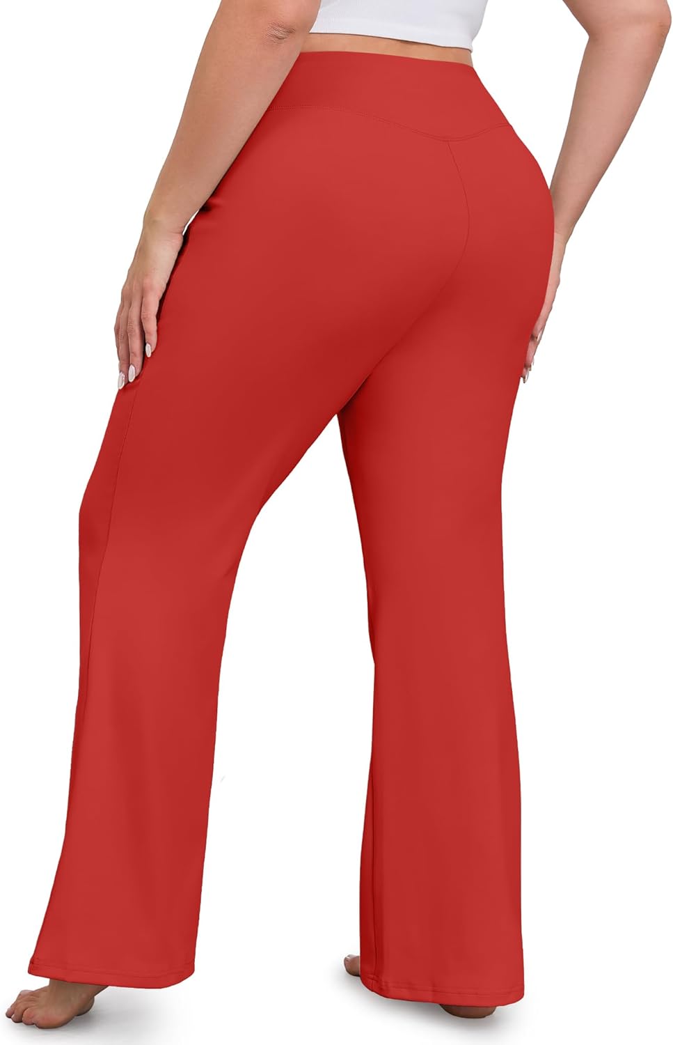 FOREYOND Women's Plus Size Flare Leggings with Pockets Bell Bottom Yoga Pants High Waisted Boot Cut Workout Gym Casual