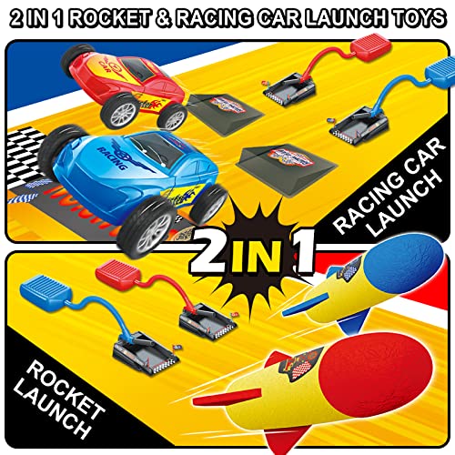 V-Opitos 2 In 1 Rocket & Racing Car Launch Toys For Kids Age Of 3, 4, 5, 6, 7, 8 Year Old Boys & Girls, Set Of 2 Air Launcher Toys For Outdoor & Indoor Game, Ideal Christmas & Birthday Gift #TOP1