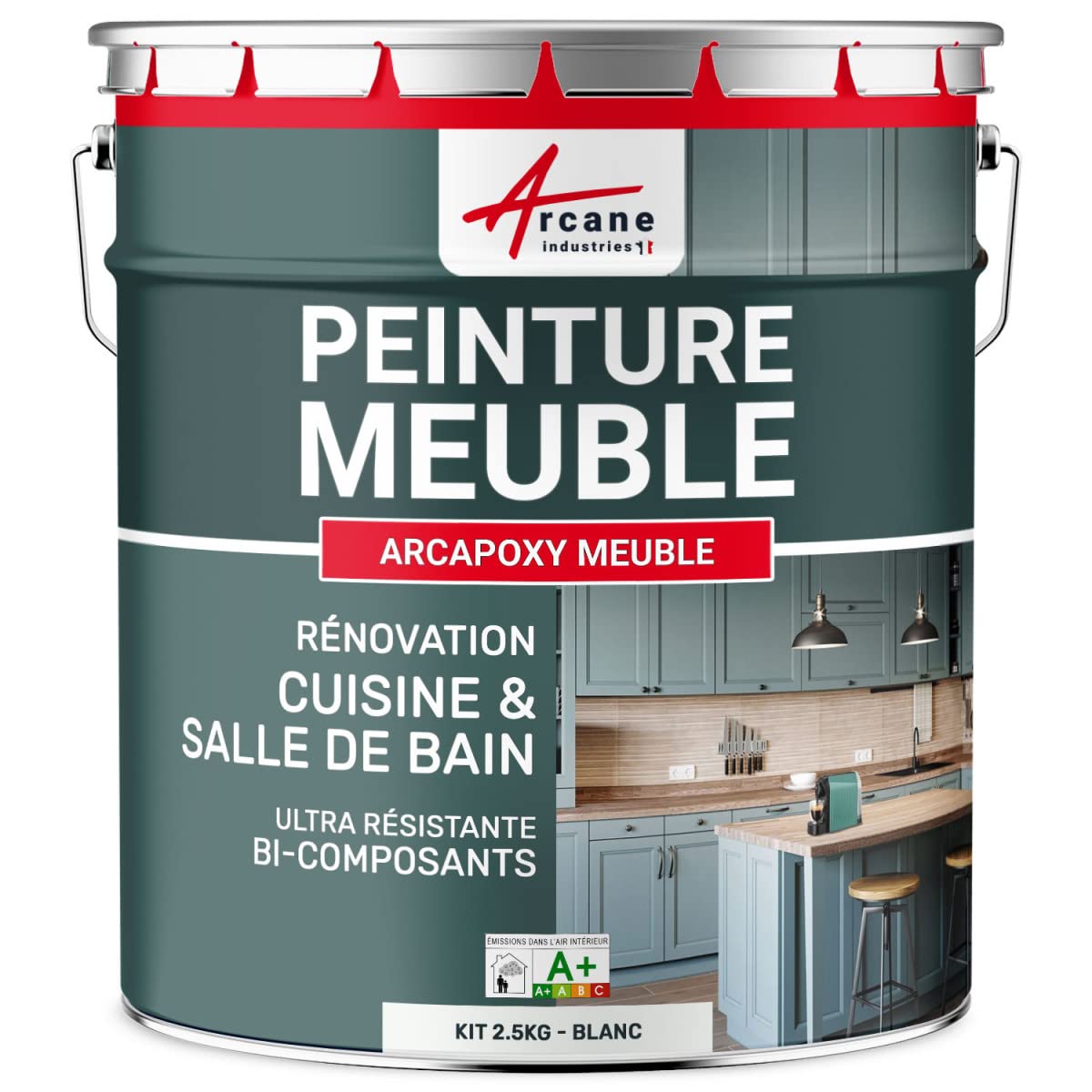 Peinture Meuble Cuisine Salle de Bain 2.5 kg Blanc - RAL 9003