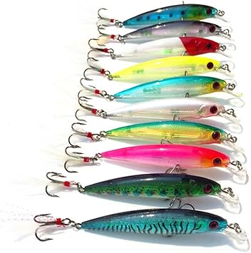 Amazon Juhon ハードルアーミノー 10個セット 10色 9cm 7 2g 羽根付き 釣り完全攻略 箱付き便利 精巧 10種類 浜釣り 船 釣り 海釣り 上級者 初心者におすすめ お買い得 マルチカラー Juhon ルアー