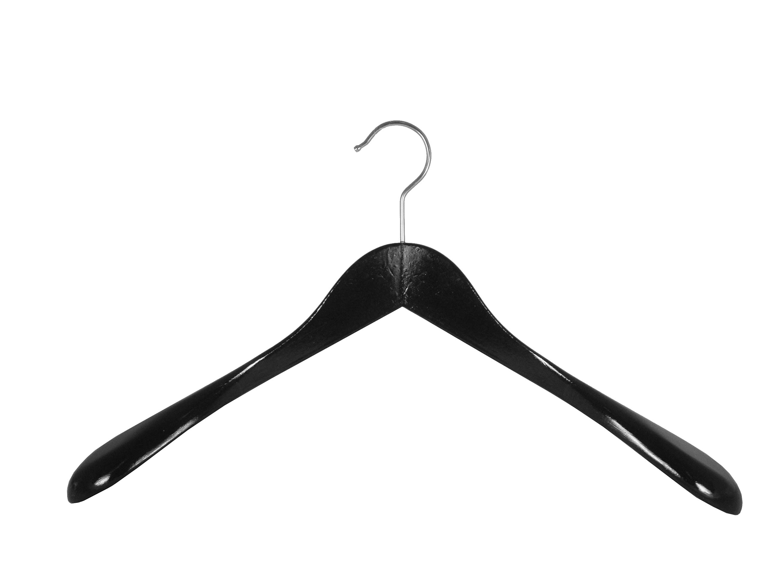 Cintre en bois massif pour vestes et manteaux, large, 45 cm, noir, lot de 5