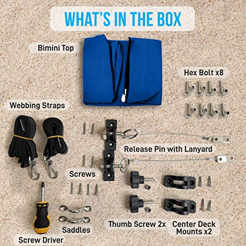 Serenelife Waterproof Boat Bimini Top Cover - 73-78"W 4 Bow Bimini Top Canvas Sun Shade Boat Canopy 1" Double Wall Alu Frame Tube, 2 Straps 2 Rear Support Poles, Storage Boot -Slbt4Rb739 (Royal Blue) #TOP7