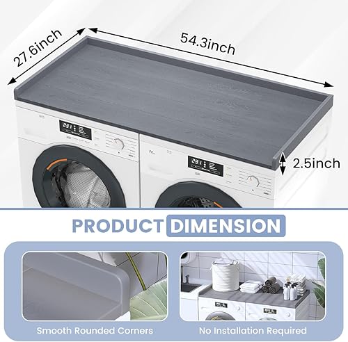 Miniatura 5 de Sundale - Encimera de alta densidad para lavadora y secadora, encimera sin olor para almacenamiento de lavandería, 27.5 x 54 pulgadas (gris)