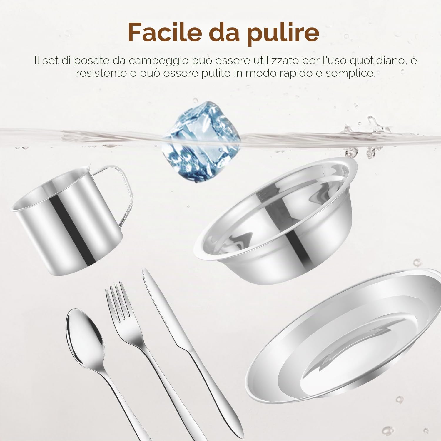 Tissting 24 Pezzi Pentole da Campeggio Kit Acciaio Inox 4 Persone Campeggio Piatti Set con Piatti Tazze Cucchiai Forchette, Utensili Argenteria Outdoor per Viaggi Escursioni Picnic