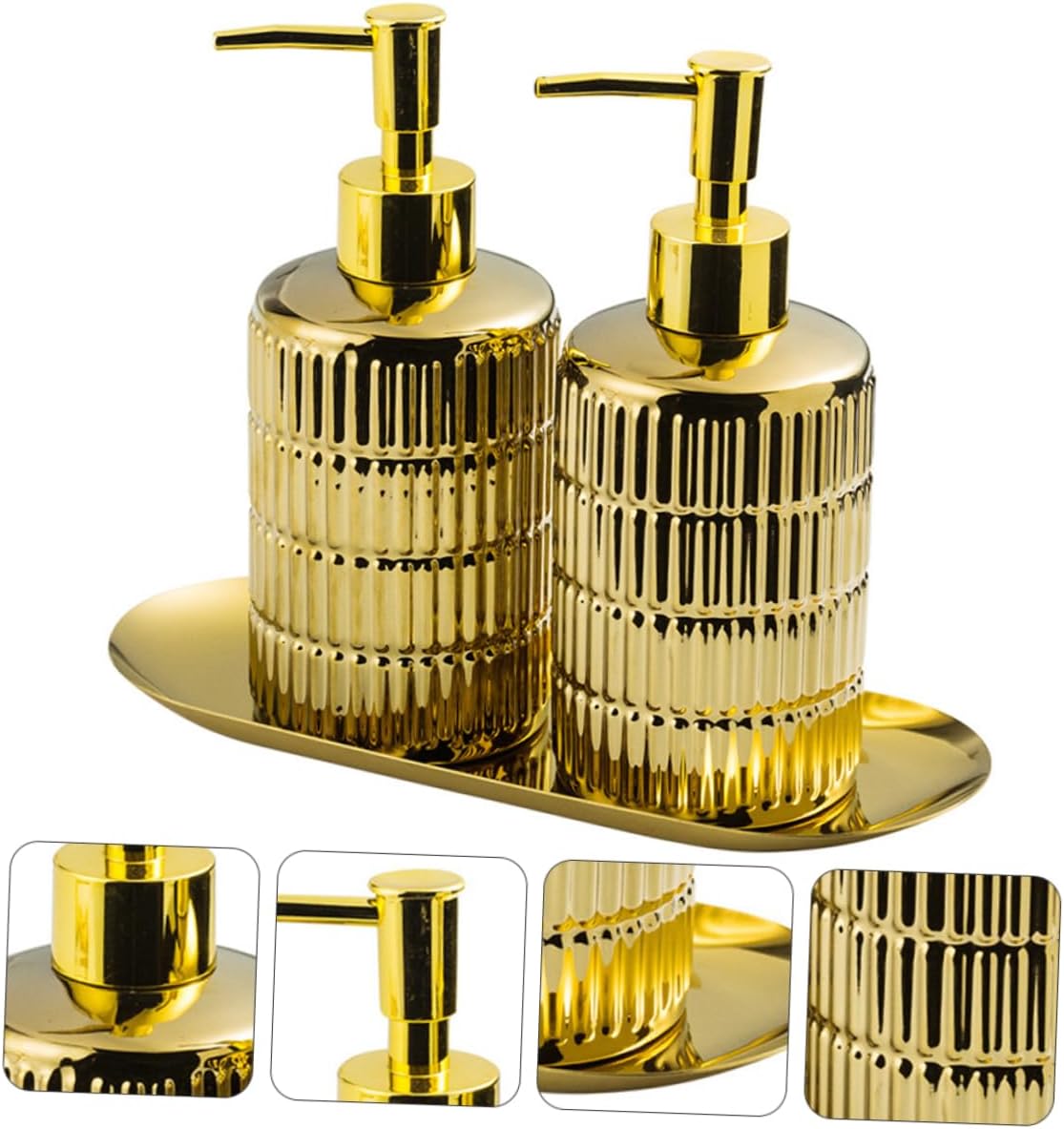 MERRYHAPY 1set American Style Pressing Bottles for Shampoo Lotion and Soap Dispenser Refillable Bathroom Sub Bottles Tray Lightweight Easy to Use