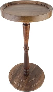 XUDREZ Modern Side Table with Vintage Spindle Design, Small Round Coffee End Table for Living Room Bedroom/Sofa/Bathtub (Walnut Brown)