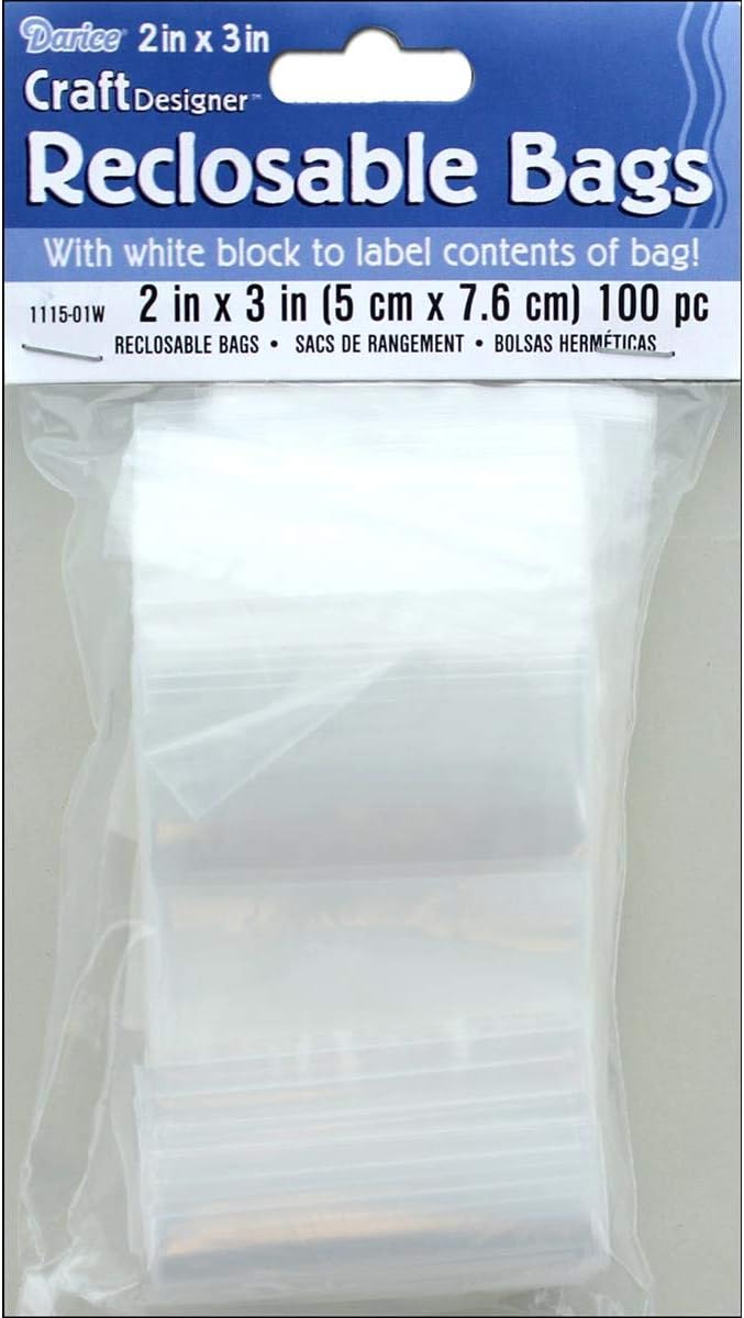 Darice 1115-01W 100 Piece Recloseable Poly Bag