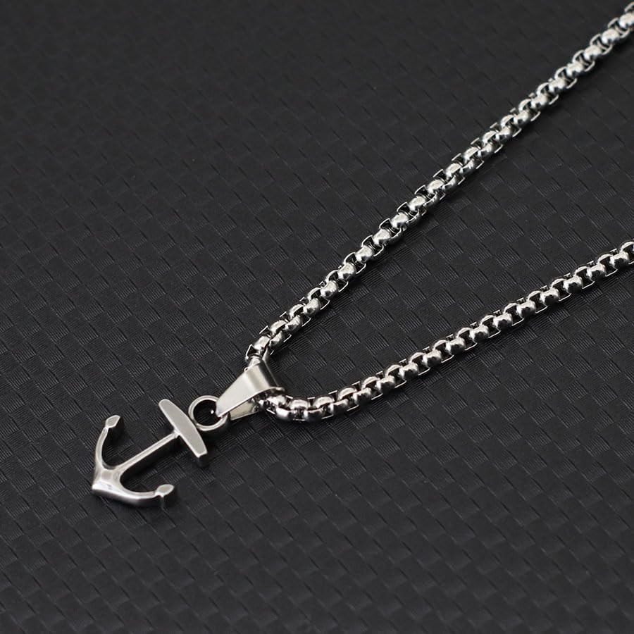 Nautical Stainless Steel Chain Anchor Fish Hook Pendant Necklace For Men Women Best Friend Hip Hop Jewelry - Image 4