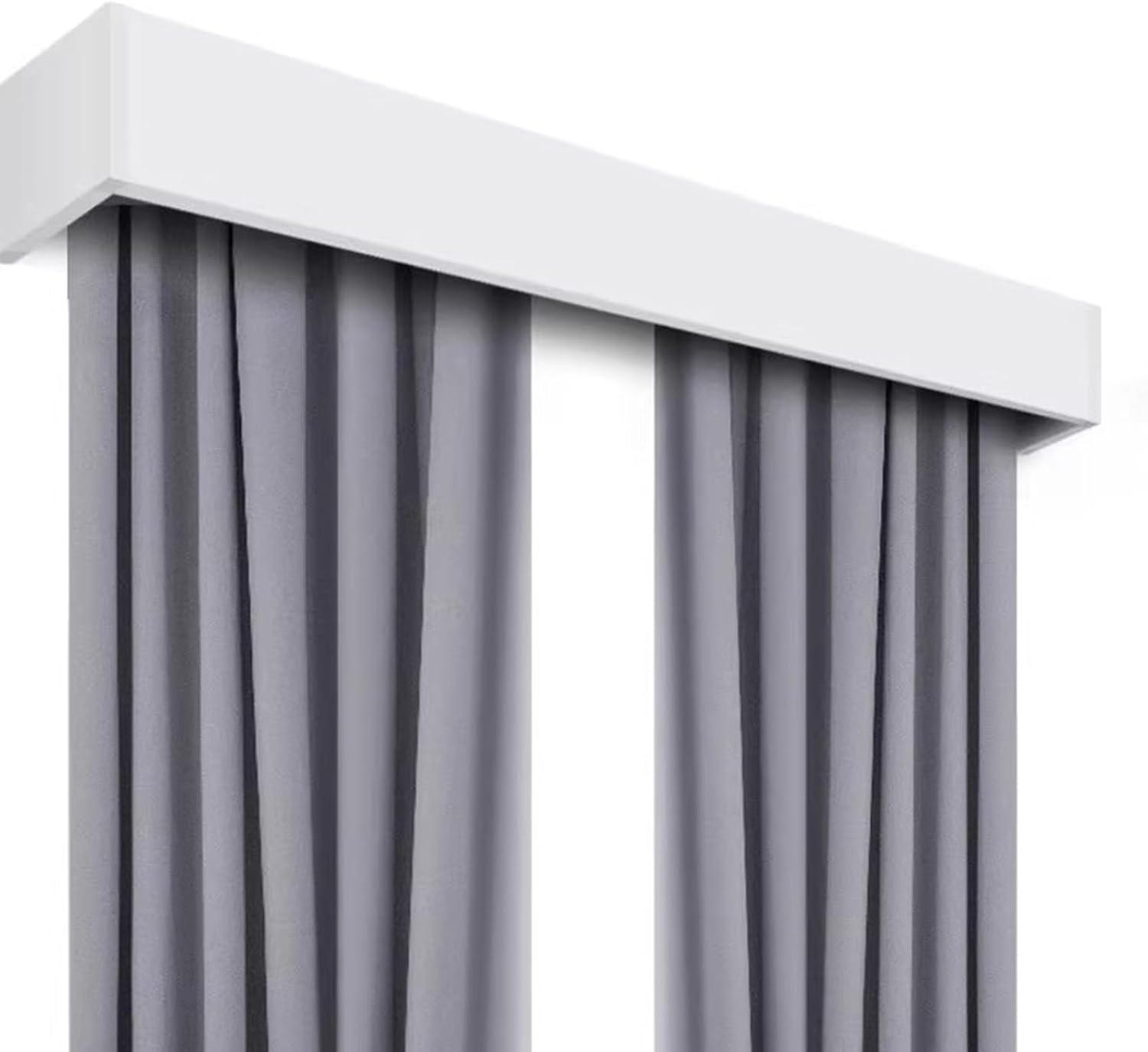 Curtain Track Silent Heavy Duty Drop Ceiling Easy Install Sliding Rails Curtains,White Metal Curtain Pelmet Panel, Adjustable Cuttable Rod Cover Box 100-600cm,