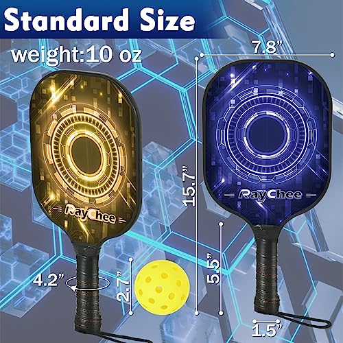 RayChee Pickleball Paddles Set of 4, Pickleball Set with 4 Premium Wood Pickle Ball Rackets, 4 Cooling Towels, 4 Balls & Carry Bag, Pickle Ball Paddle Set with Ergonomic Comfort Grip for Men Women
