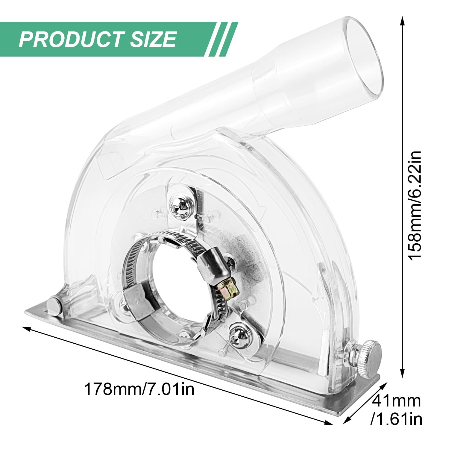 Cappa Aspirante per Smerigliatrice 125mm/100mm/150mm con Chiave Esagonale e Rondelle, Cappa per Smerigliatrice Angolare con Fessure di Guida per Dischi da Taglio da 90mm, 115mm e 125mm (1)