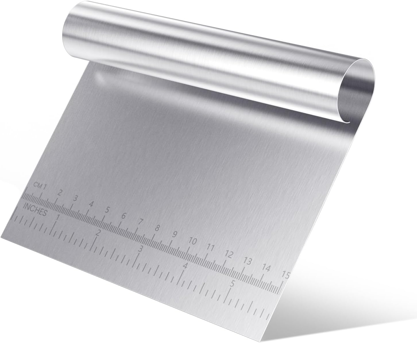 Dough Scraper, Stainless Steel Pastry Cutter, Pastry Scraper with Handle and Measuring Scale, Kitchen Bowl Scraper, Dough Cutter for Pizza, Pastry, Bread Baking & Cake Decoration