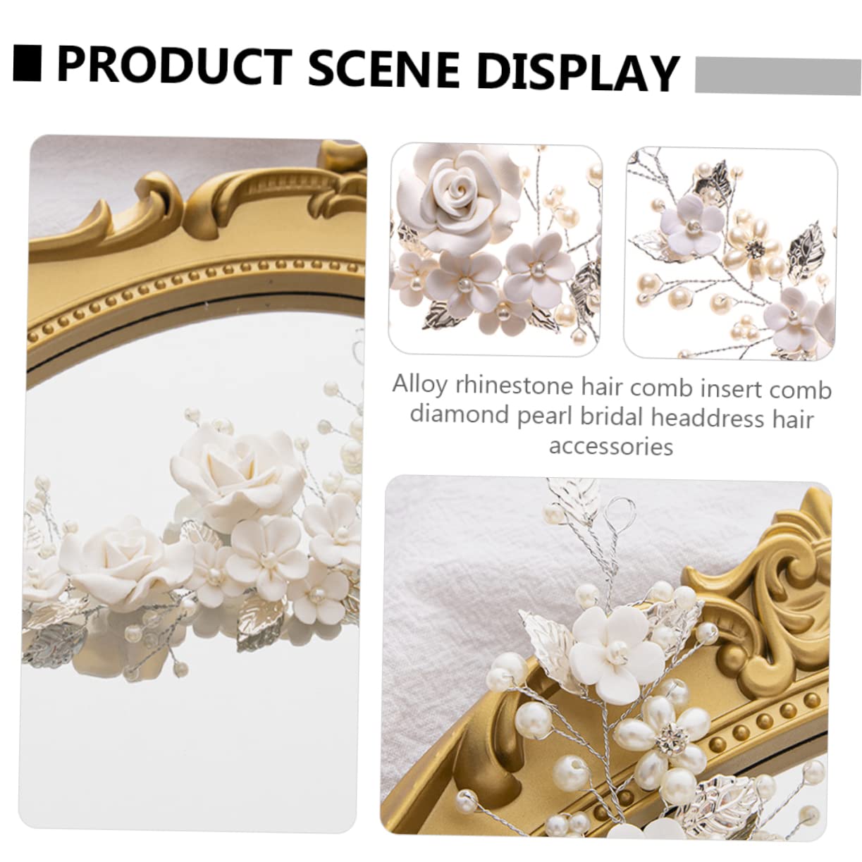 FRCOLOR 3 Piezas Tiara De De Vid Diadema De Guirnalda Nupcial Accesorios Para El Cabello De Boda Tocados De Novia Lazos Para El Cabello Con Flores De Cerámica Blanda.