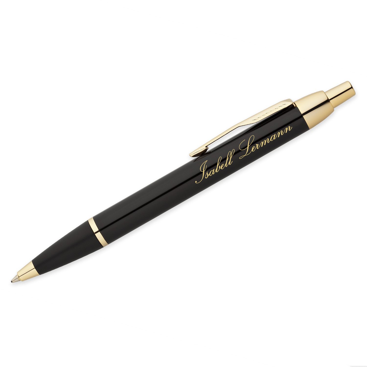 polar-effekt Parker IM Druckkugelschreiber mit Gravur - Schwarz-gold - Großraummine blauschreibend - inkl. Geschenk-Etui - Kugelschreiber Geschenkidee
