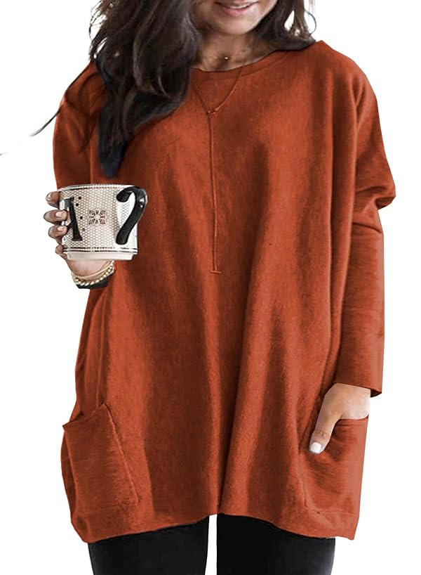 Eytino Women's Plus Size Long Sleeve Tops,4X Orange by Eytino - Used condition - US$22.11