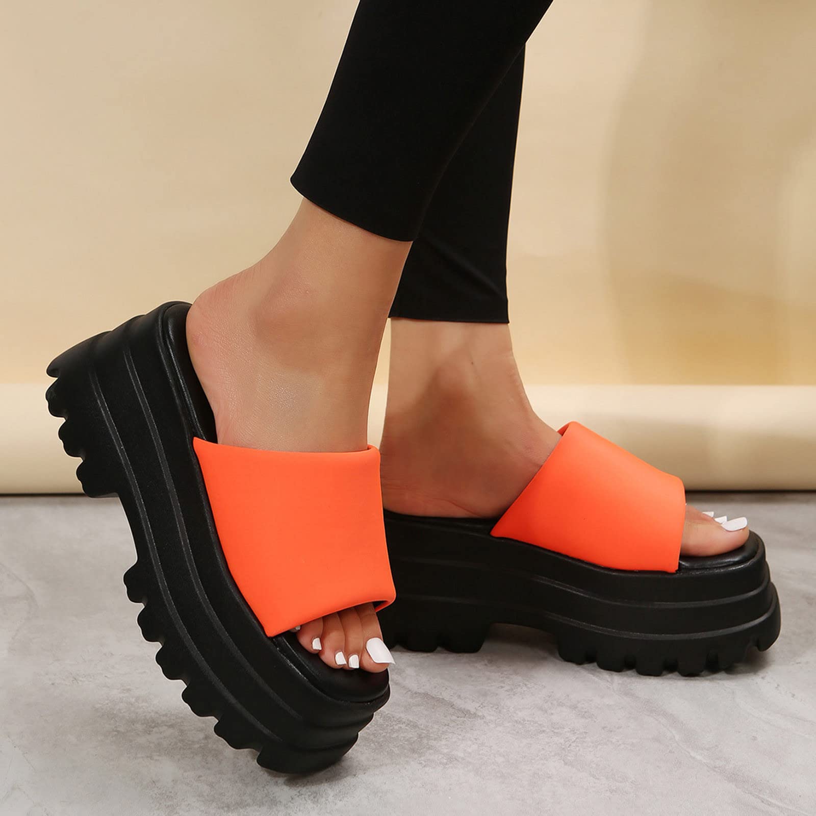 Ciabatte Ortopediche Donna Estate Tinta Unita In Tessuto Punta Piattaforma Impermeabile Sandali Con Suola Spessa Casa Pantofole Estive Piscina Eleganti Zeppa Confort Ortopedici Plateau