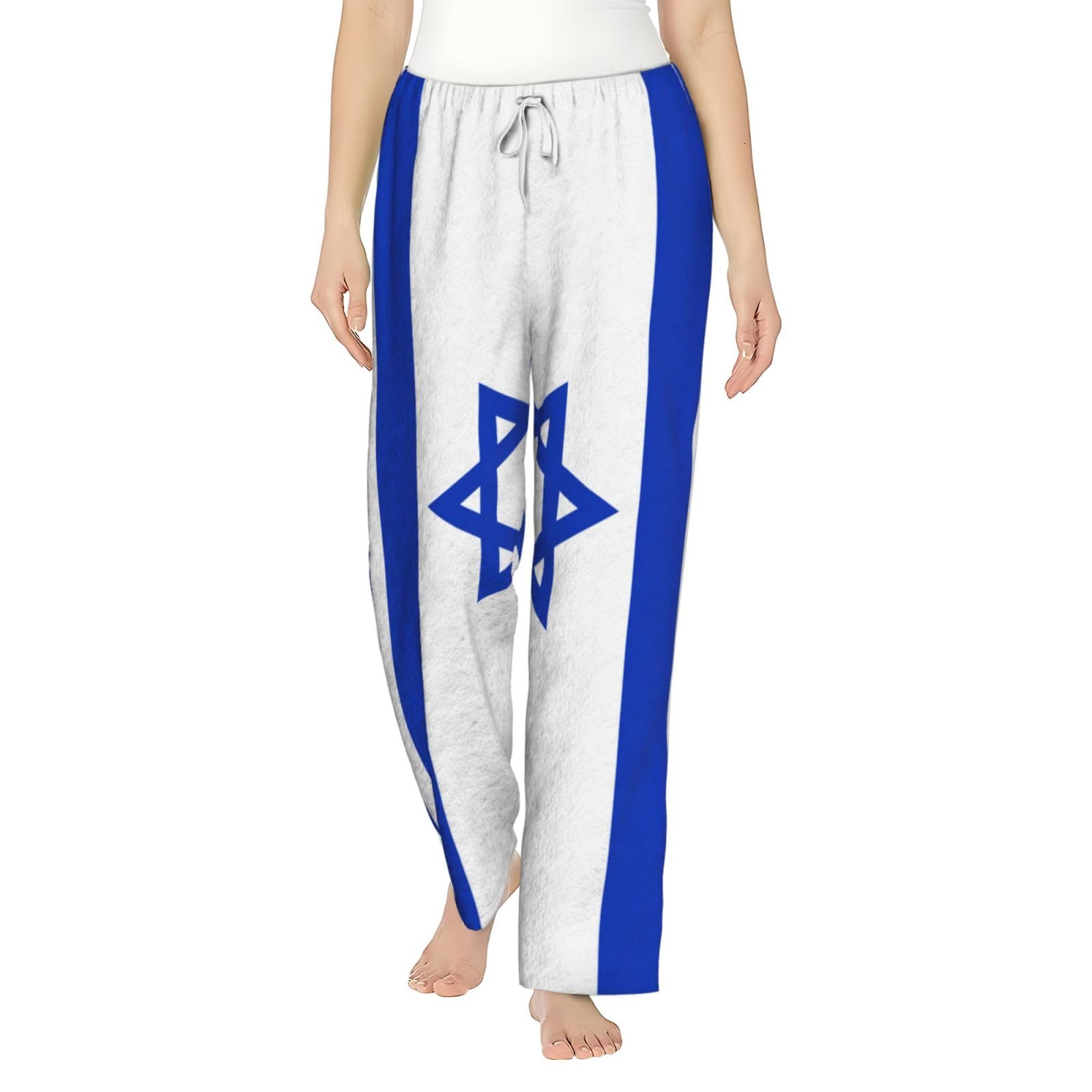 Flanell-Pyjamahose für Damen, Motiv: israelische Flagge, warm, bequem, für Urlaub, Weihnachten