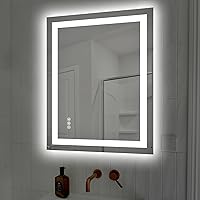 Vista 21 de Espejo de baño LED de 24x30 pulgadas con luces, función antivaho, regulable, retroiluminado + iluminación frontal, espejo de tocador inteligente